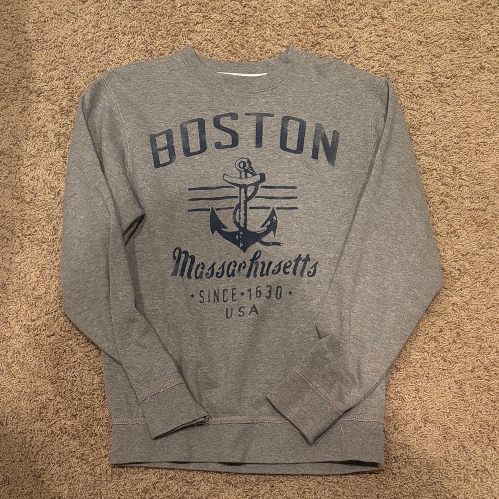 Agenda Gray Boston Anchor Graphic Womens Crewneck Sweater